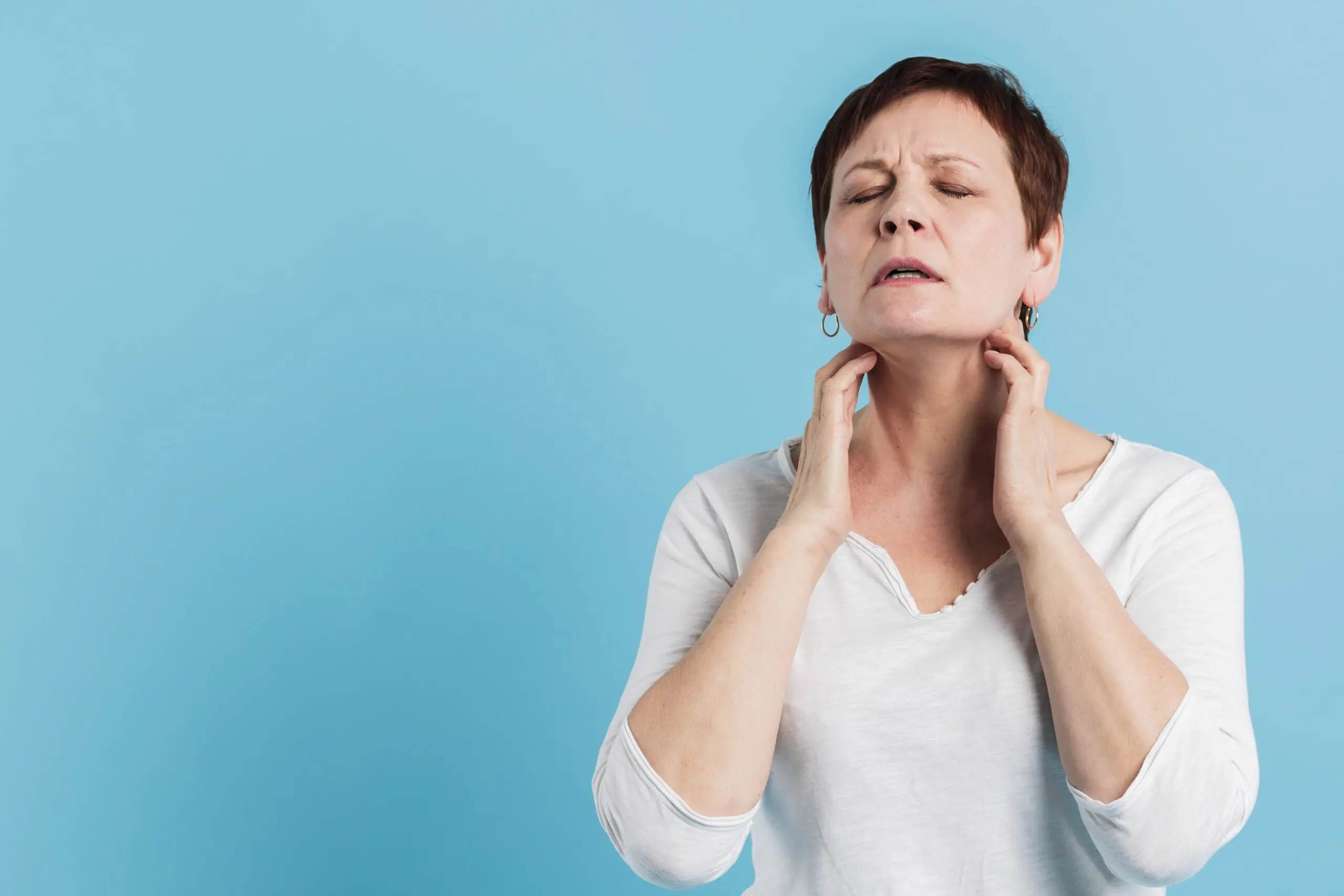 old woman with canker sore